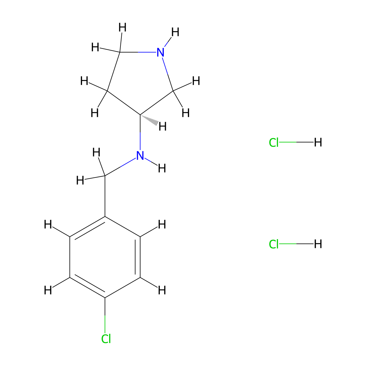 (3S)-N-[(4-chlorophenyl)methyl]pyrrolidin-3-amine dihydrochloride molecular structure, CAS 1264367-79-4