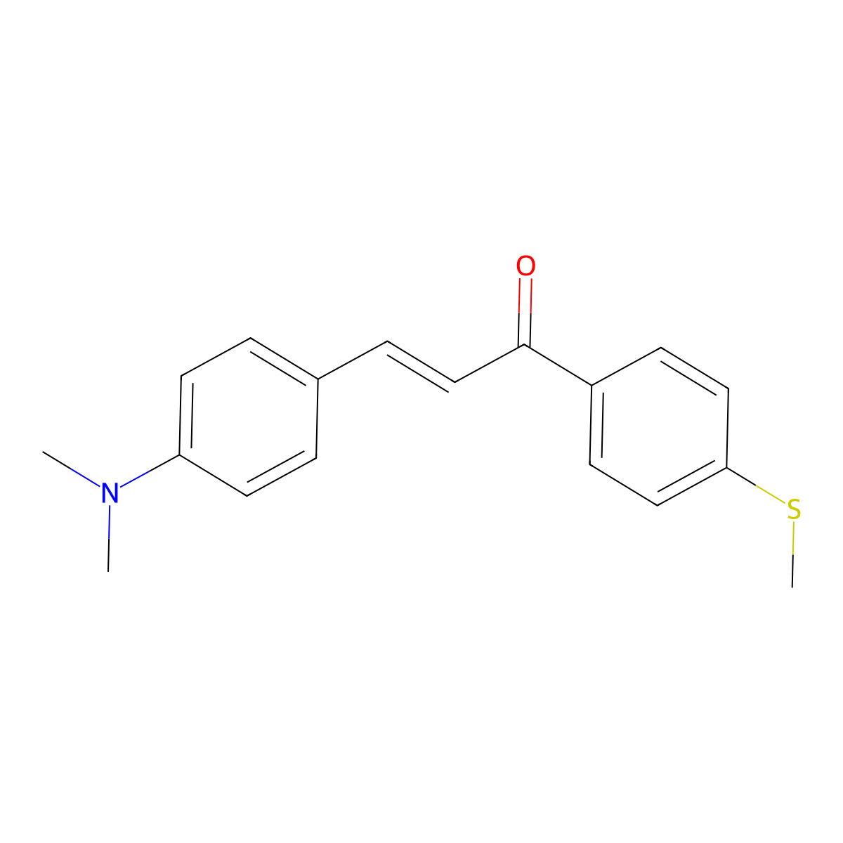 (E)-3-(4-dimethylaminophenyl)-1-(4-methylsulfanylphenyl)prop-2-en-1-one molecular structure, CAS 126443-10-5