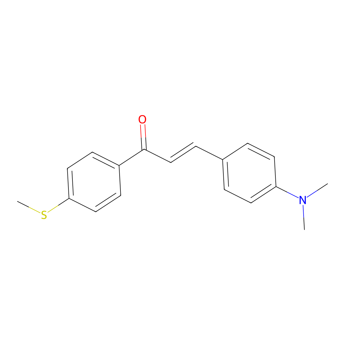 (E)-3-(4-dimethylaminophenyl)-1-(4-methylsulfanylphenyl)prop-2-en-1-one molecular structure, CAS 126443-10-5