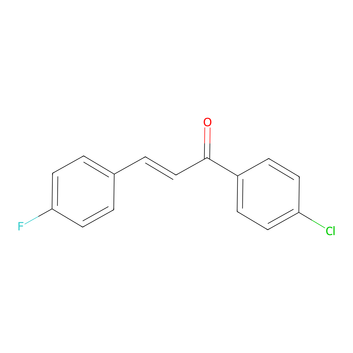 (E)-1-(4-chlorophenyl)-3-(4-fluorophenyl)prop-2-en-1-one molecular structure, CAS 126443-14-9