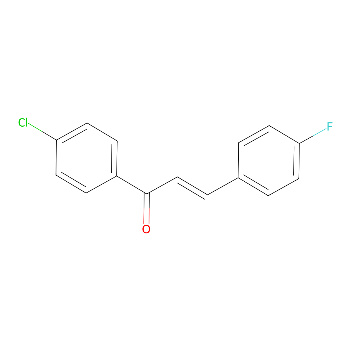(E)-1-(4-chlorophenyl)-3-(4-fluorophenyl)prop-2-en-1-one molecular structure, CAS 126443-14-9
