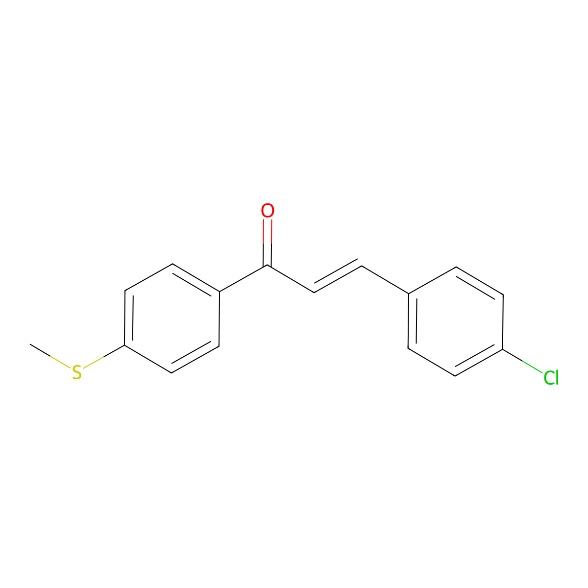 (E)-3-(4-chlorophenyl)-1-(4-methylsulfanylphenyl)prop-2-en-1-one molecular structure, CAS 126443-17-2