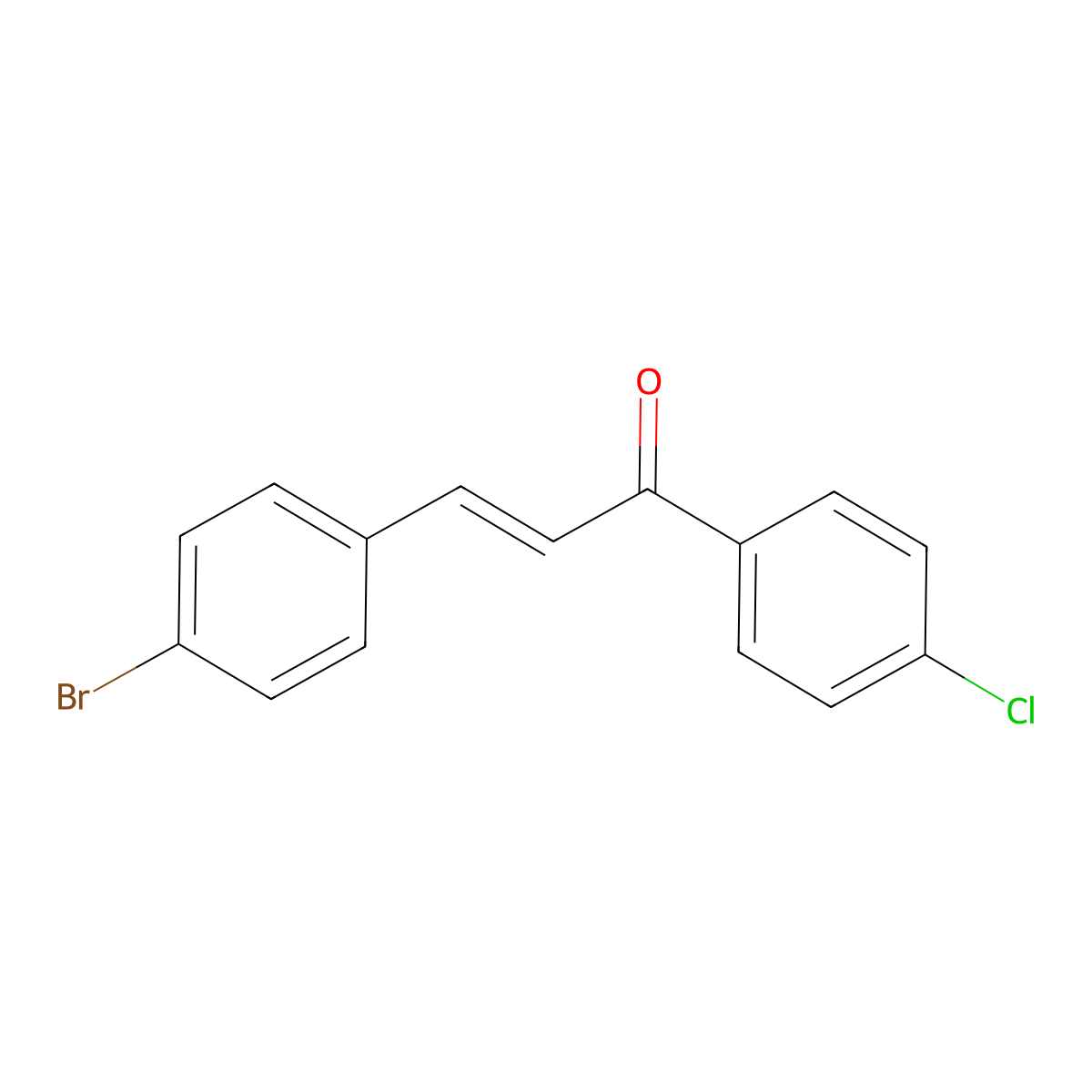 (2E)-3-(4-bromophenyl)-1-(4-chlorophenyl)prop-2-en-1-one molecular structure, CAS 126443-20-7