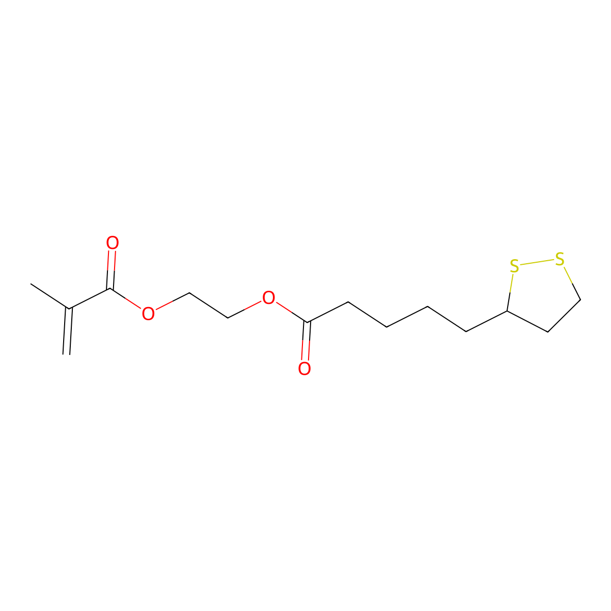 2-Methacryloyloxyethyl Thioctate (stabilized with MEHQ) molecular structure, CAS 126449-41-0