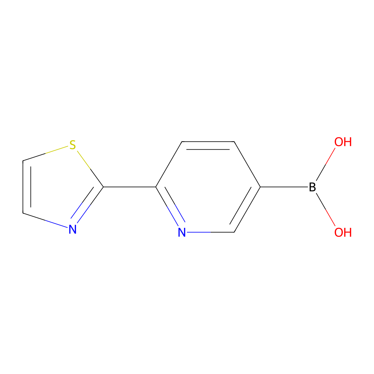 (6-(Thiazol-2-yl)pyridin-3-yl)boronic acid molecular structure, CAS 1264511-30-9