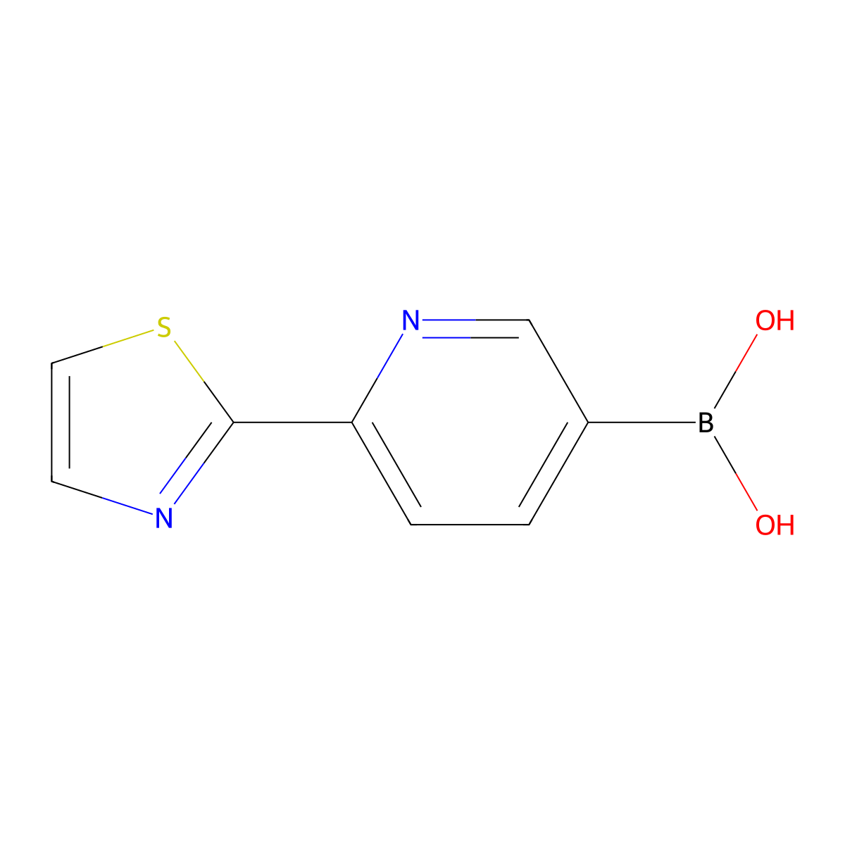 (6-(Thiazol-2-yl)pyridin-3-yl)boronic acid molecular structure, CAS 1264511-30-9