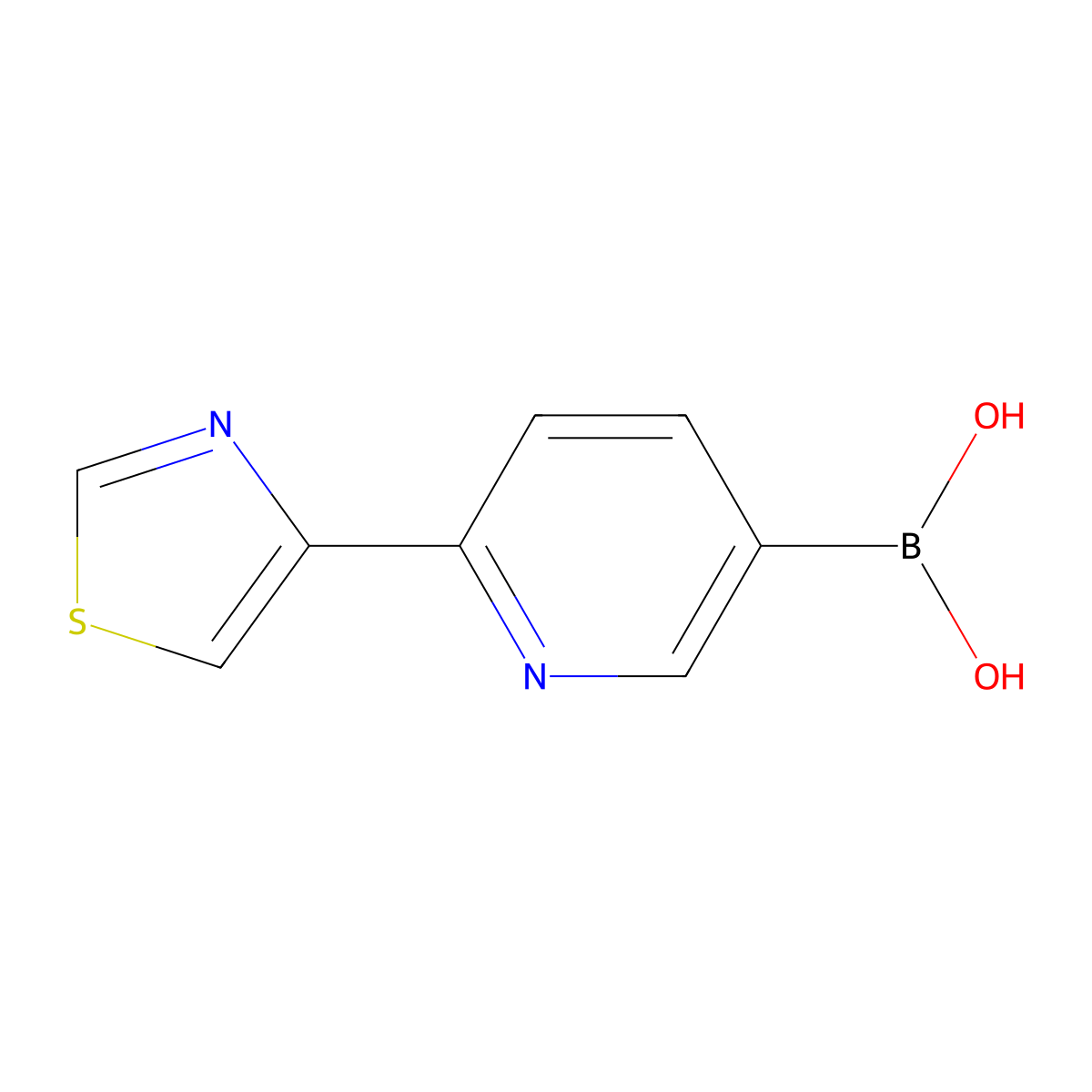 (6-(Thiazol-4-yl)pyridin-3-yl)boronic acid molecular structure, CAS 1264511-59-2