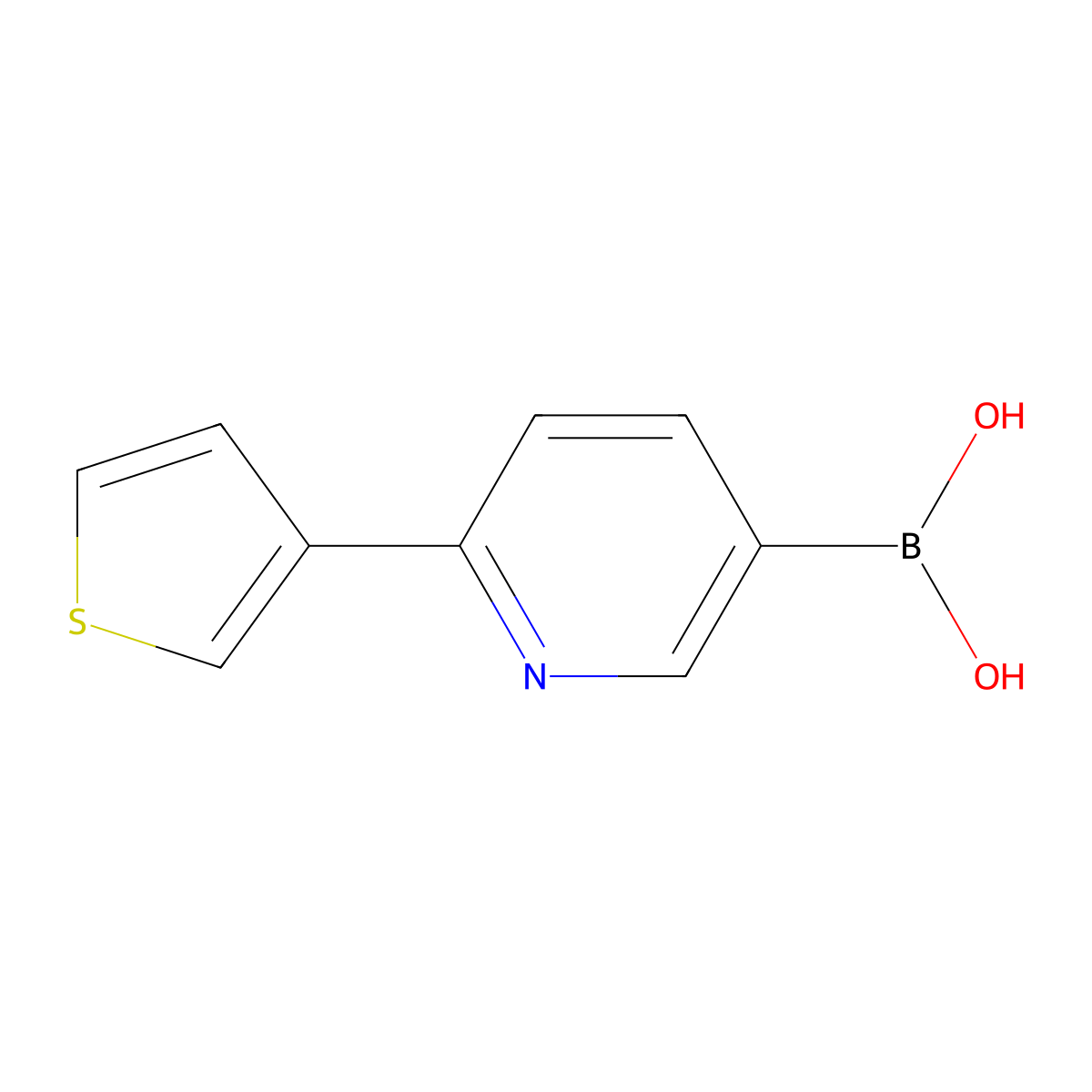(6-(Thiophen-3-yl)pyridin-3-yl)boronic acid molecular structure, CAS 1264513-41-8