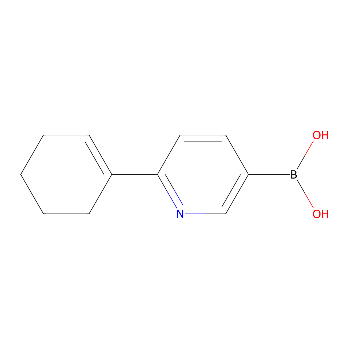 2-(Cyclohexeyl)pyridine-5-boronic acid molecular structure, CAS 1264514-93-3