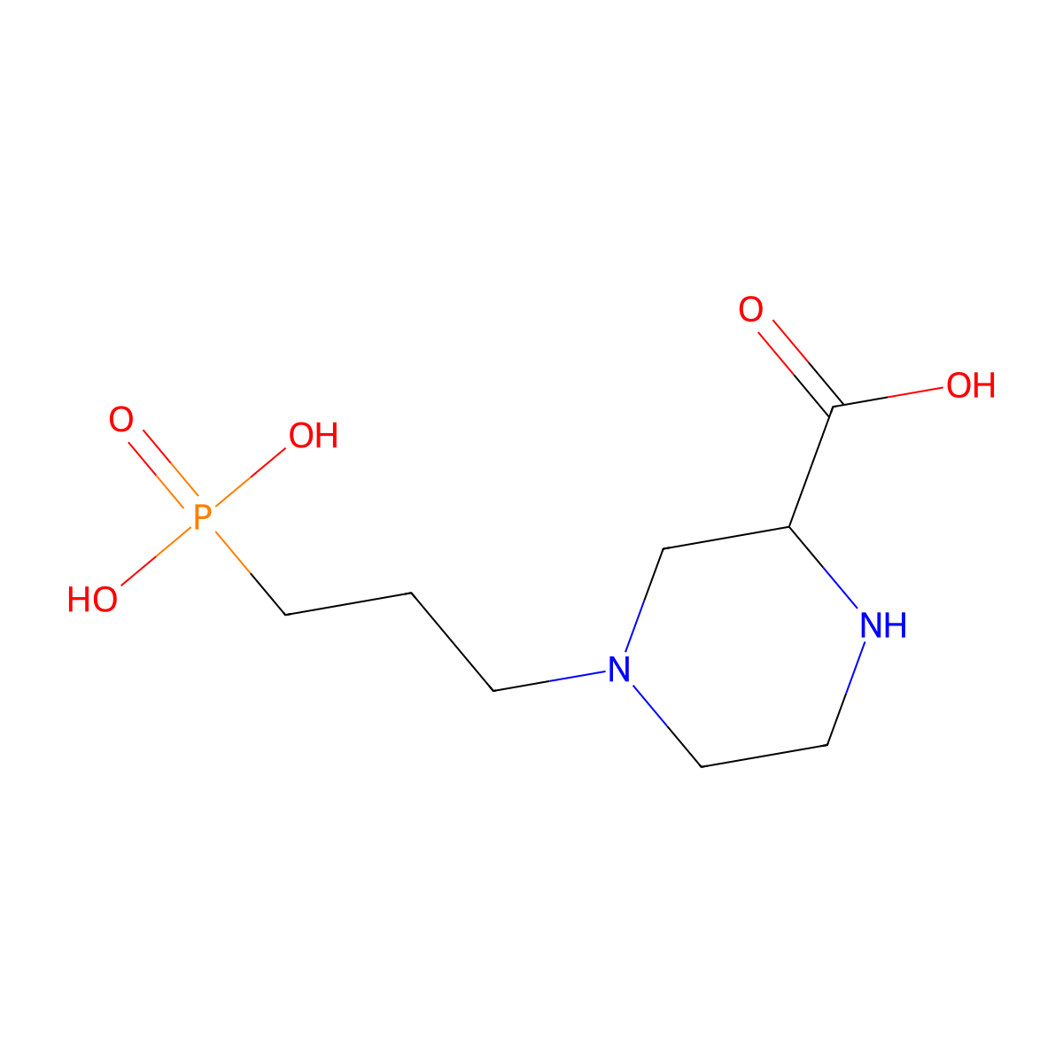 (2R)-4-(3-phosphonopropyl)piperazine-2-carboxylic acid molecular structure, CAS 126453-07-4