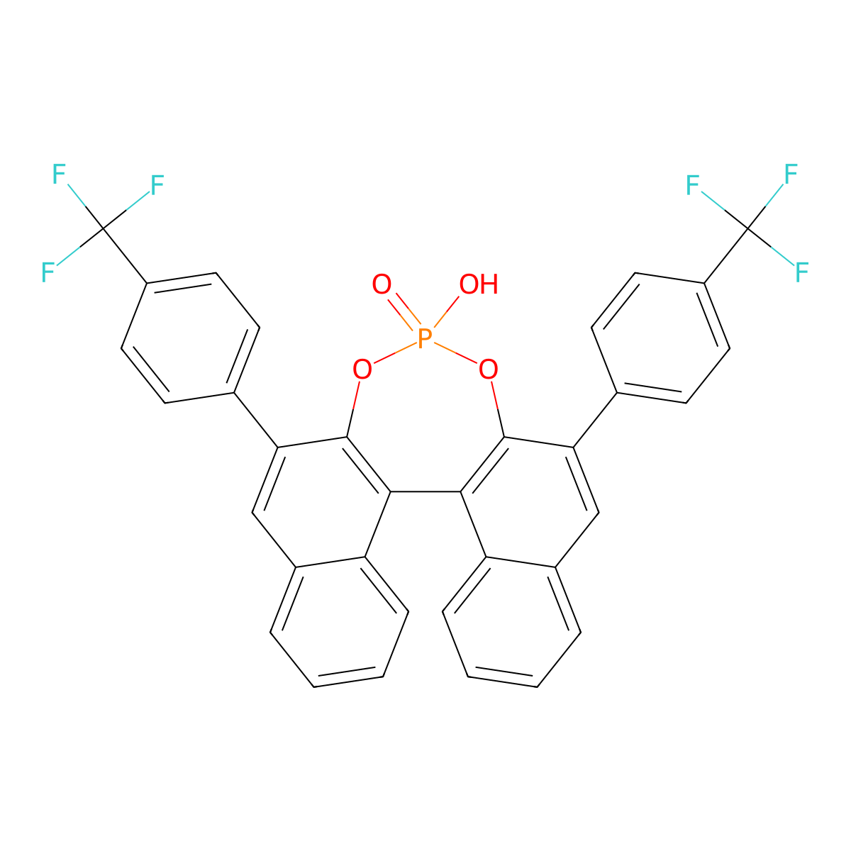 (11bR)-4-Hydroxy-2,6-bis[4-(trifluoromethyl)phenyl]-4-oxide-dinaphtho[2,1-d:1',2'-f][1,3,2]dioxaphosphepin molecular structure, CAS 1264573-23-0