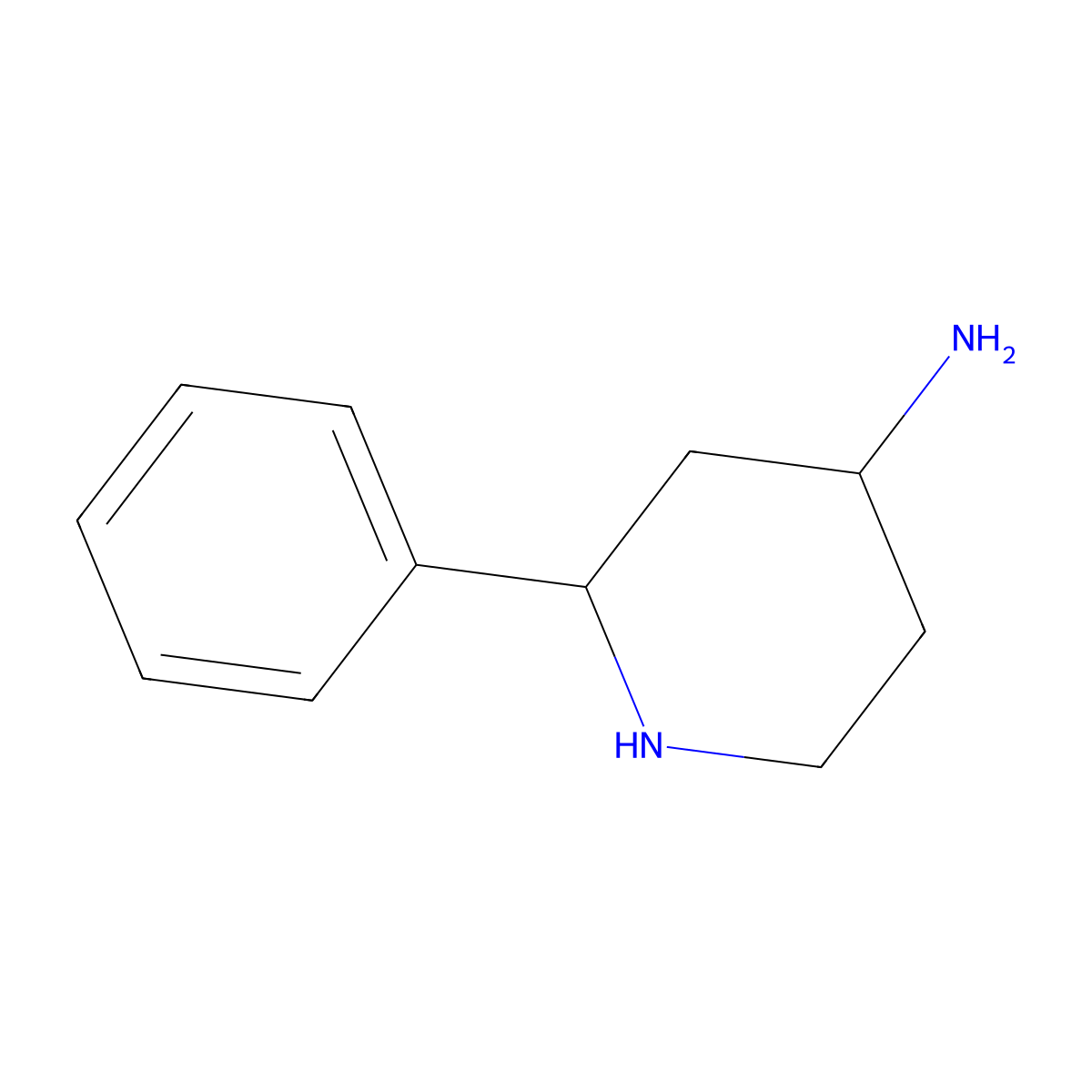 rac-(2R,4R)-2-phenylpiperidin-4-amine molecular structure, CAS 1264686-57-8