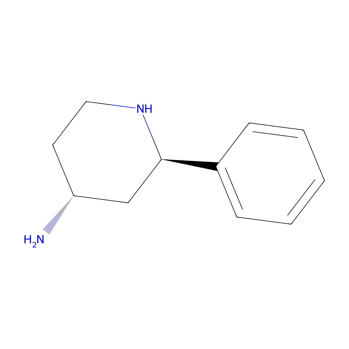 rac-(2R,4R)-2-phenylpiperidin-4-amine molecular structure, CAS 1264686-57-8