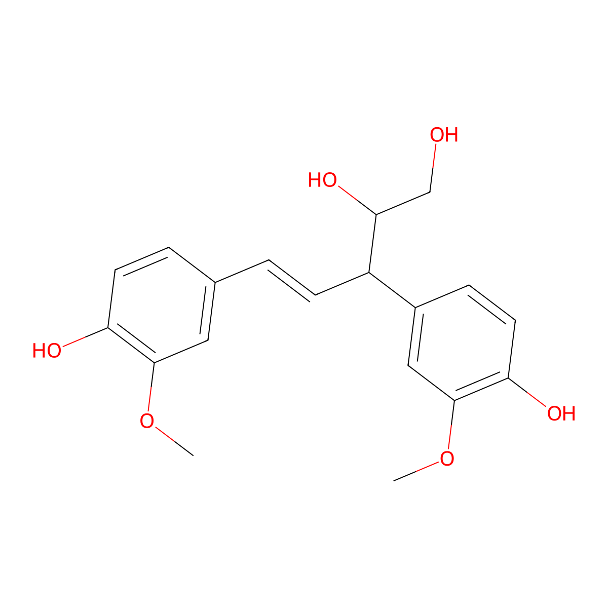 3,5-Bis(4-hydroxy-3-methoxyphenyl)pent-4-ene-1,2-diol molecular structure, CAS 1264694-96-3