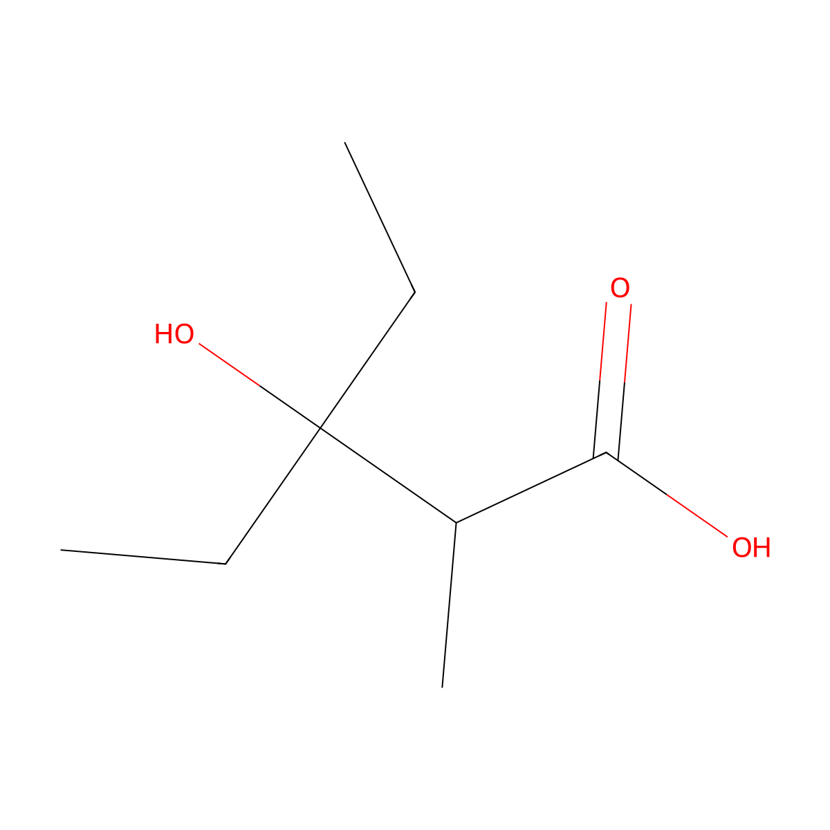3-Ethyl-3-hydroxy-2-methylpentanoic acid molecular structure, CAS 126485-87-8
