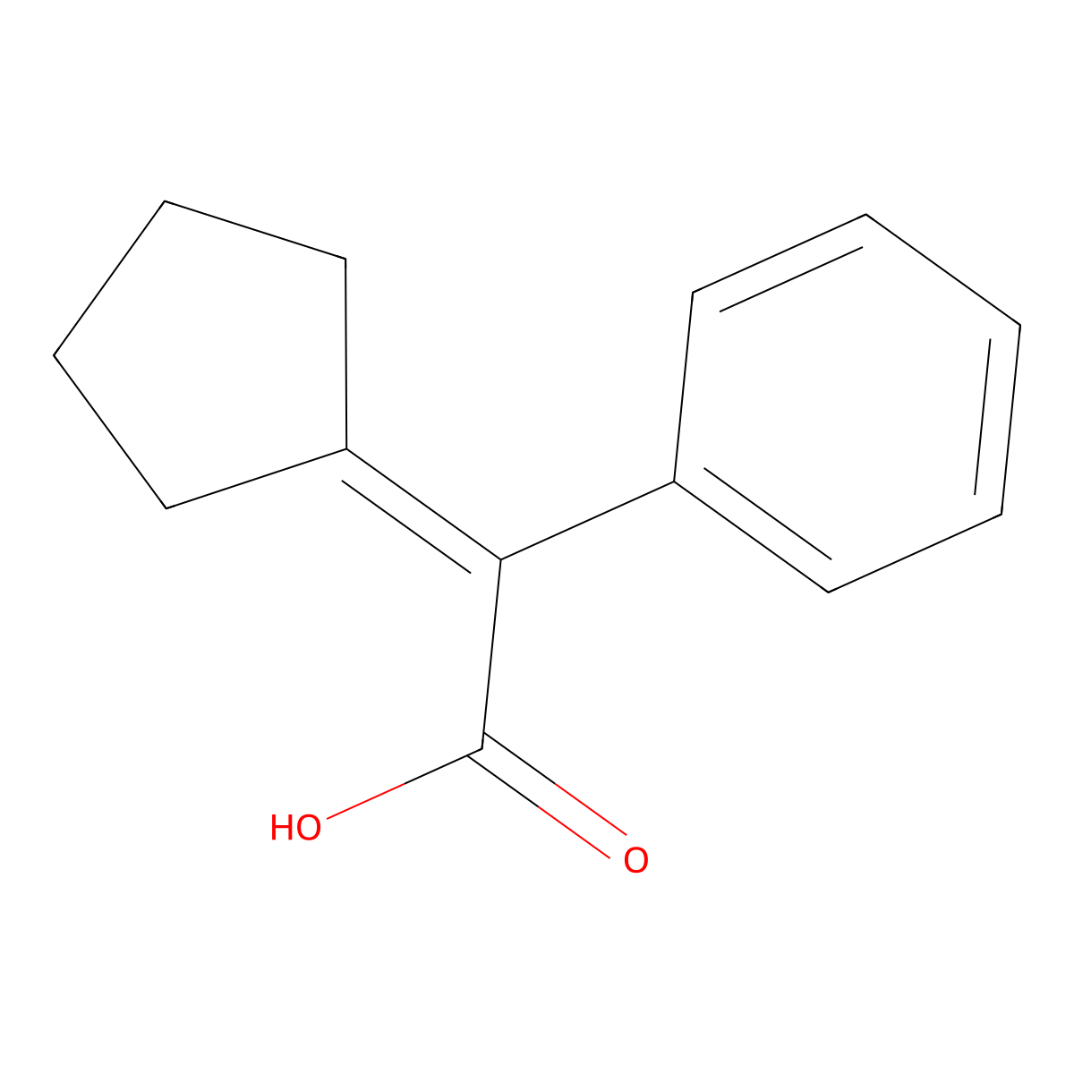 2-Cyclopentylidene-2-phenylacetic acid molecular structure, CAS 126497-27-6