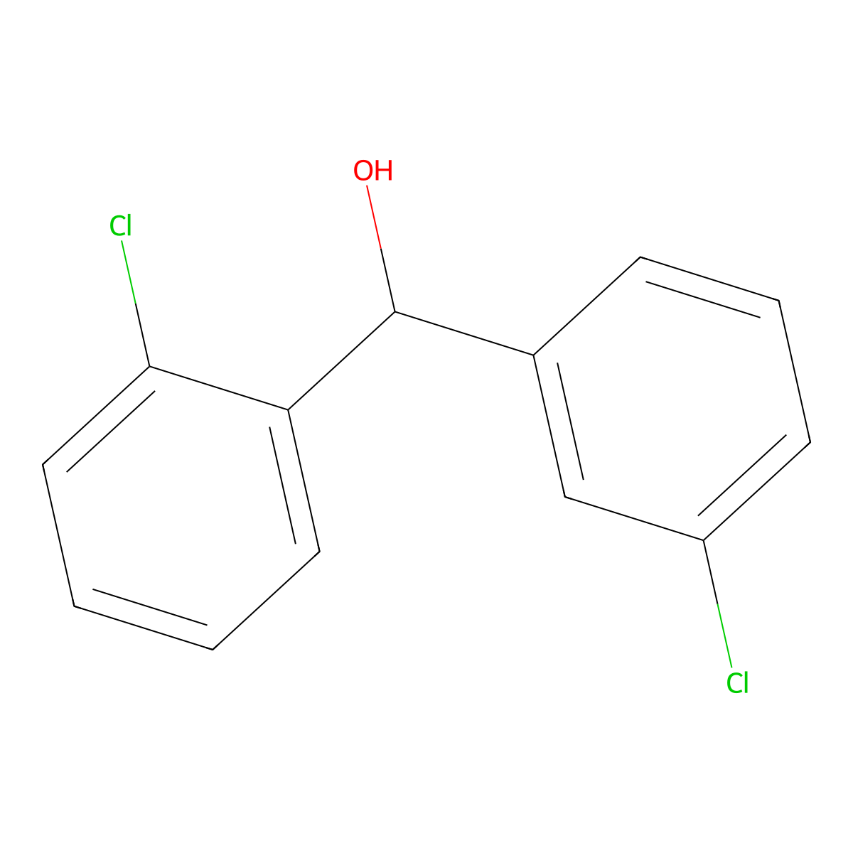 (2-Chlorophenyl)(3-chlorophenyl)methanol molecular structure, CAS 126517-23-5