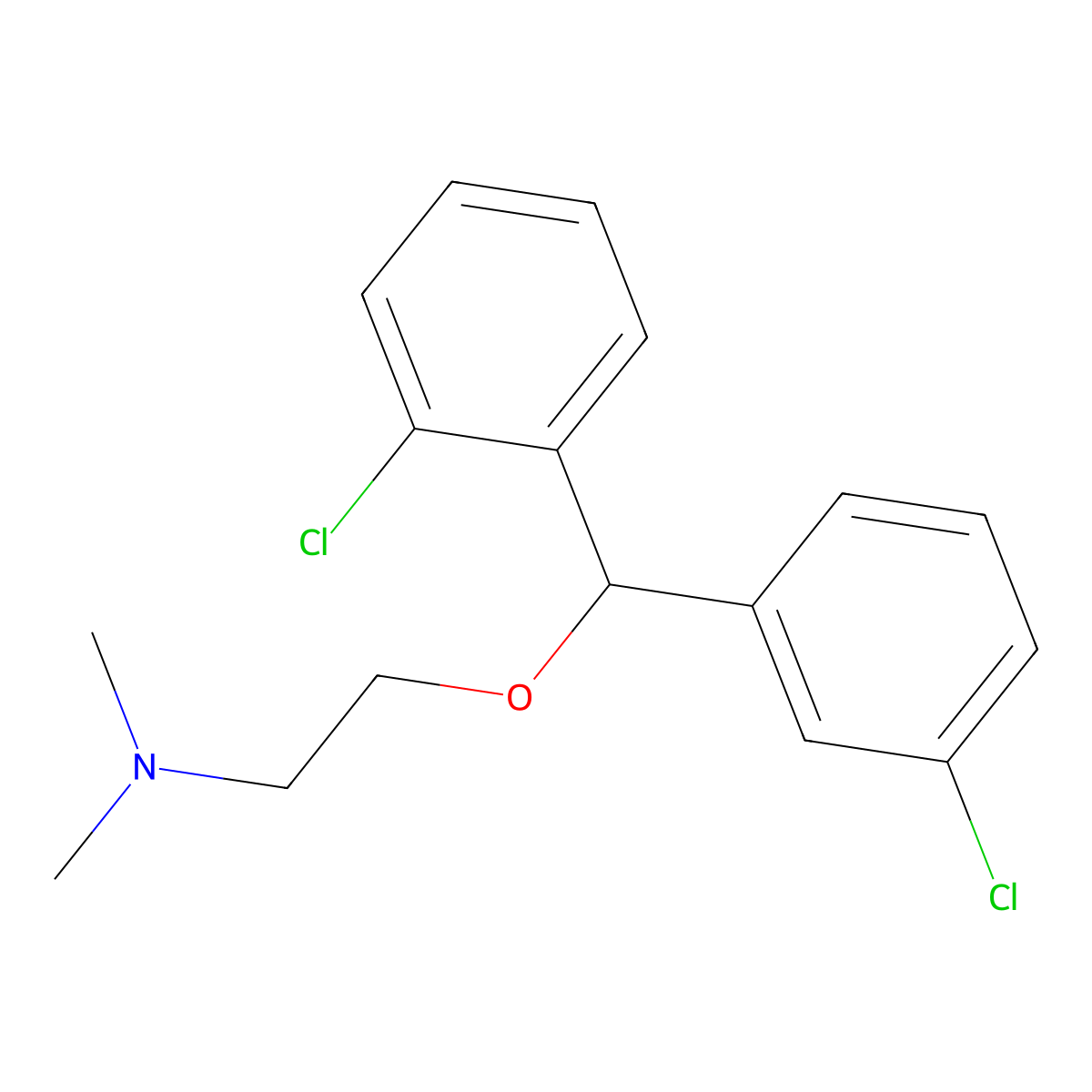 2-[(2-chlorophenyl)(3-chlorophenyl)methoxy]-N,N-dimethylethanamine molecular structure, CAS 126517-24-6