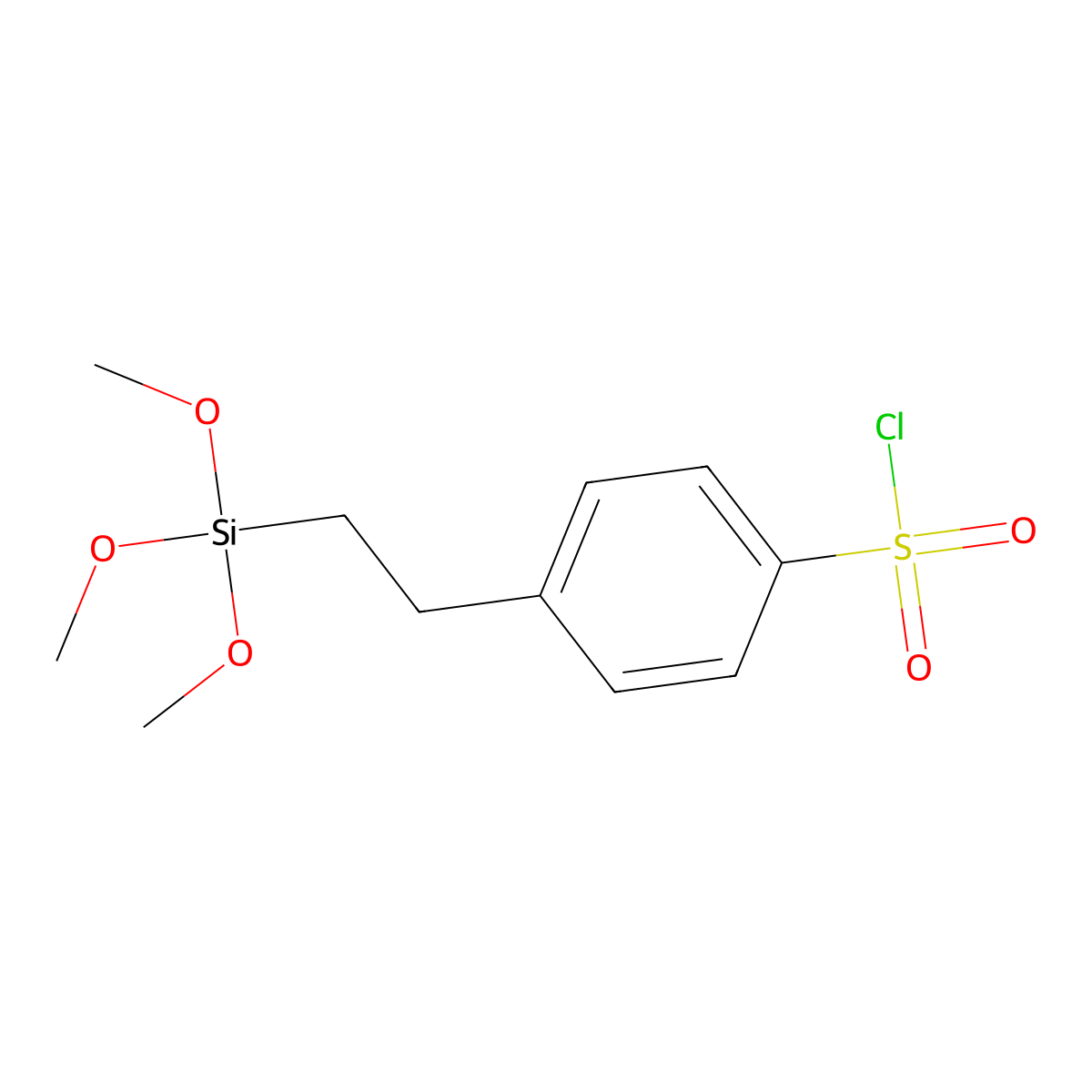2-(4-CHLOROSULFONYLPHENYL)ETHYLTRIMETHOXYSILANE, 50% in methylene chloride molecular structure, CAS 126519-89-9