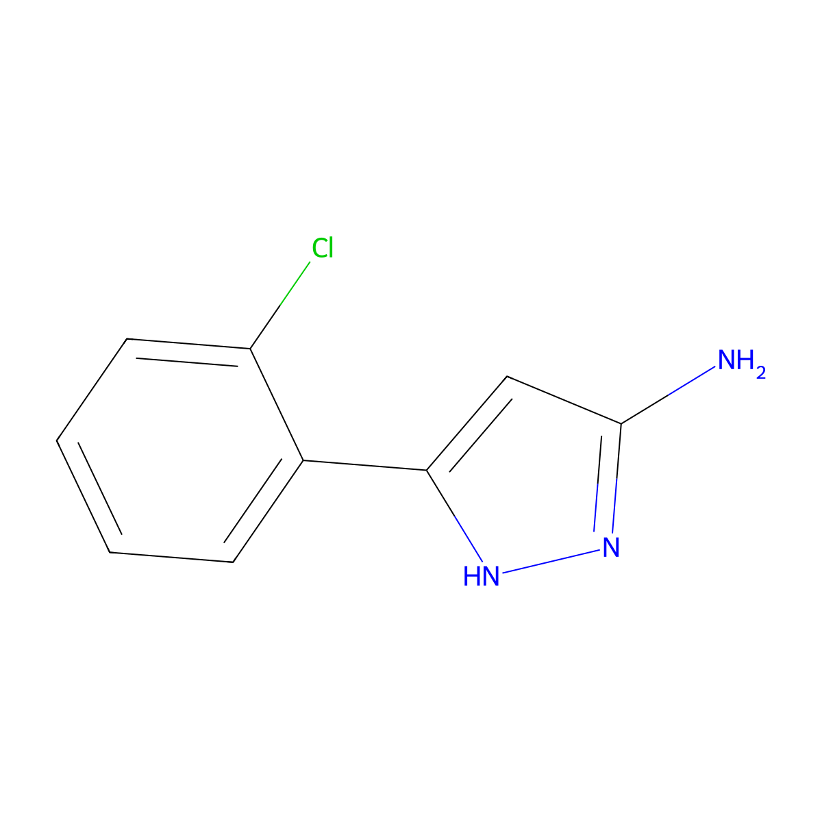 5-(2-chlorophenyl)-1H-pyrazol-3-amine molecular structure, CAS 126520-01-2
