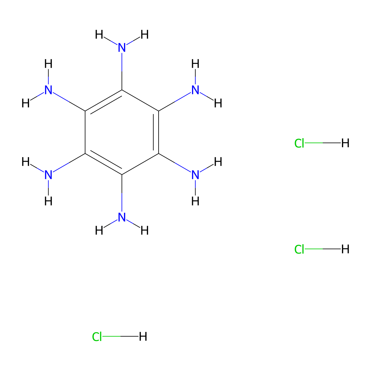 Benzene-1,2,3,4,5,6-hexaamine trihydrochloride molecular structure, CAS 126521-82-2