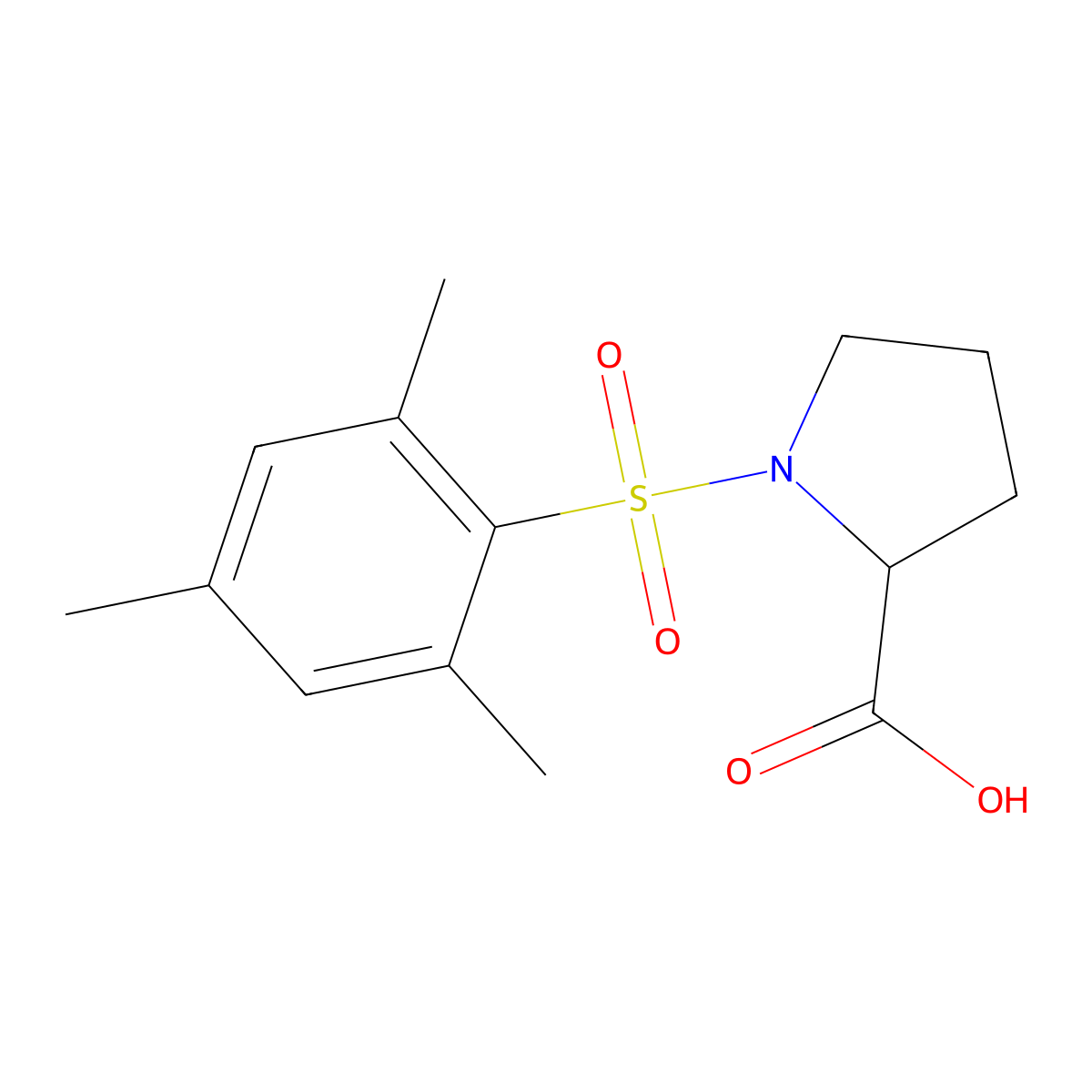 1-(Mesitylsulfonyl)pyrrolidine-2-carboxylic acid molecular structure, CAS 126522-74-5