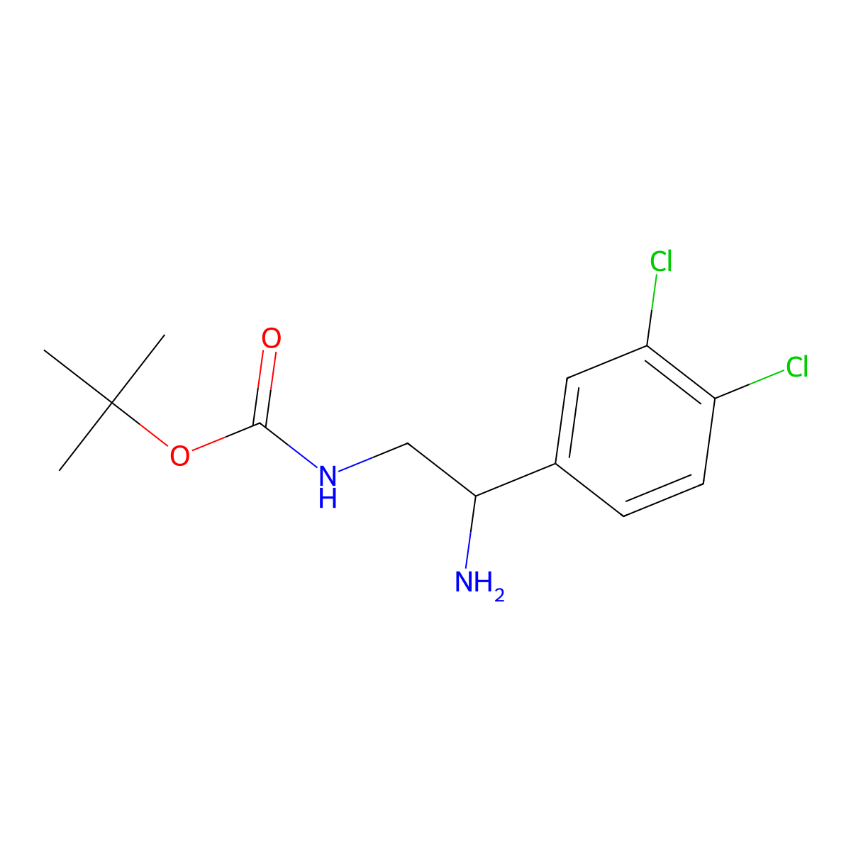 tert-butyl N-[2-amino-2-(3,4-dichlorophenyl)ethyl]carbamate molecular structure, CAS 1265226-01-4