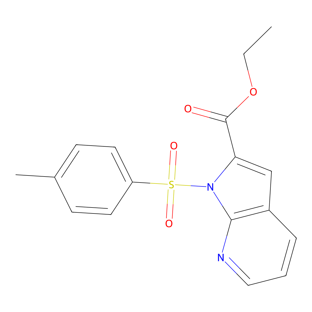 Ethyl 1-tosyl-1H-pyrrolo[2,3-b]pyridine-2-carboxylate molecular structure, CAS 1265235-20-8