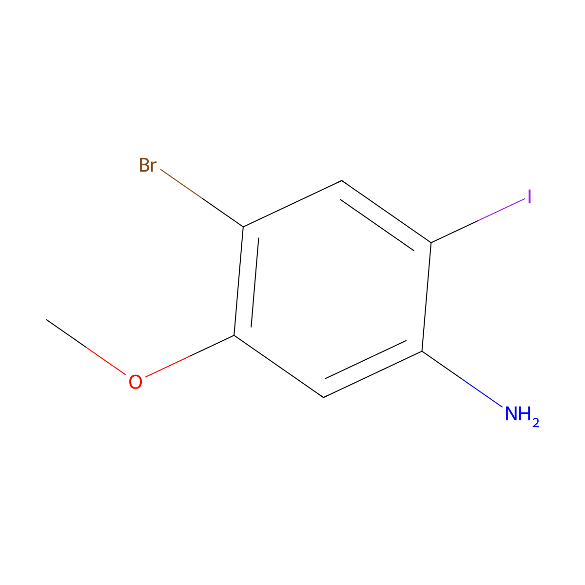 4-Bromo-2-iodo-5-methoxyaniline molecular structure, CAS 1265236-43-8