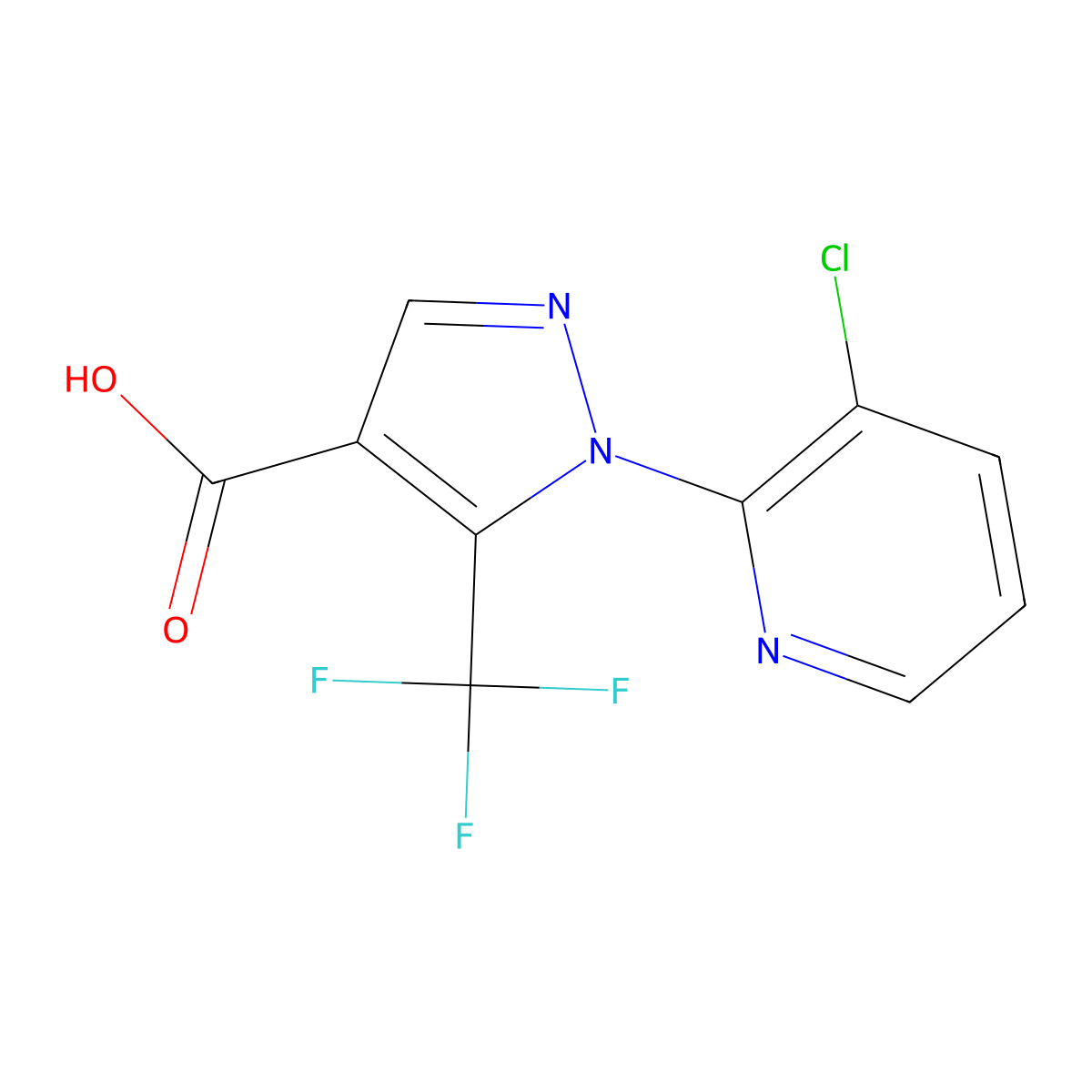 1-(3-chloropyridin-2-yl)-5-(trifluoromethyl)-1H-pyrazole-4-carboxylic acid molecular structure, CAS 1265323-81-6