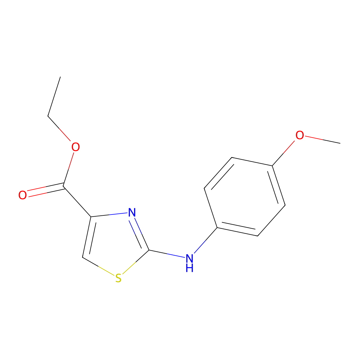 Ethyl 2-((4-methoxyphenyl)amino)-1,3-thiazole-4-carboxylate molecular structure, CAS 126533-79-7