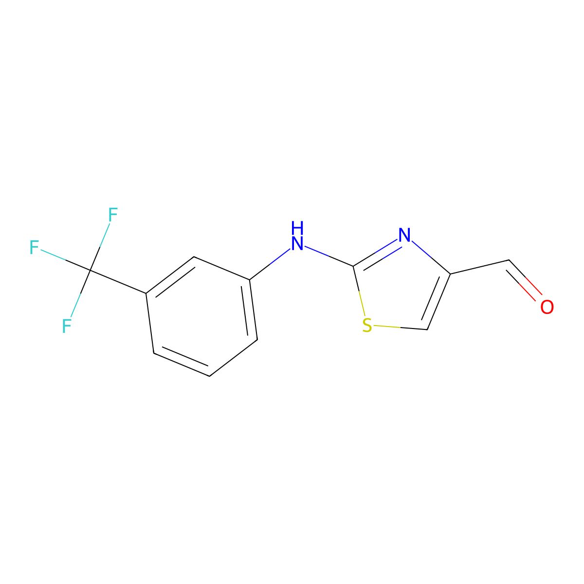 2-((3-(Trifluoromethyl)phenyl)amino)thiazole-4-carbaldehyde molecular structure, CAS 126533-84-4