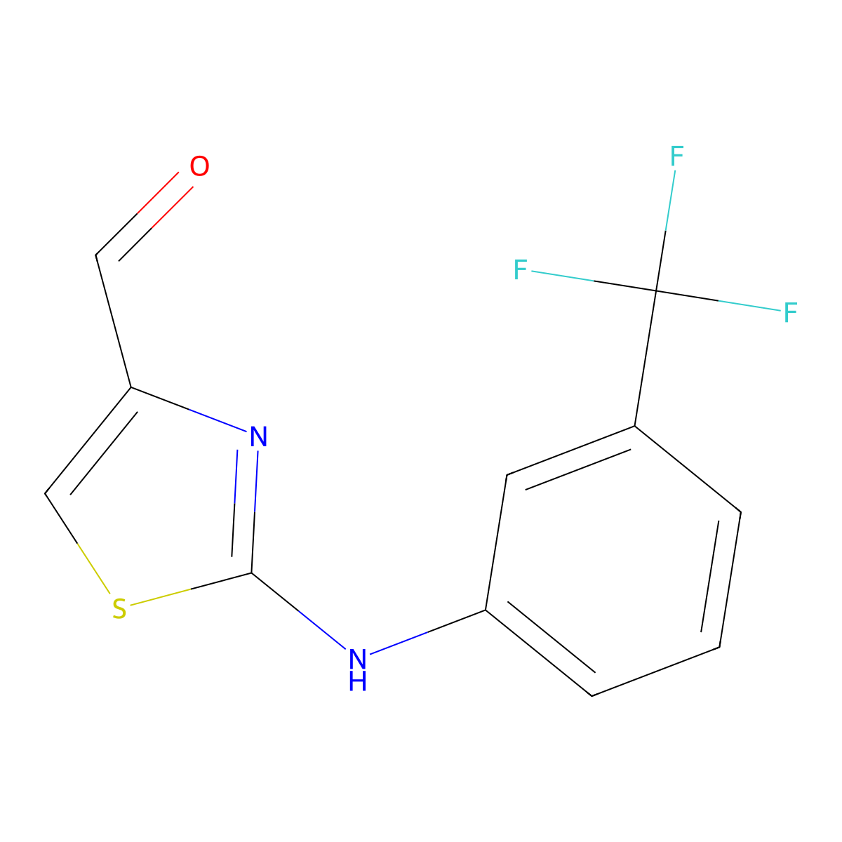 2-((3-(Trifluoromethyl)phenyl)amino)thiazole-4-carbaldehyde molecular structure, CAS 126533-84-4