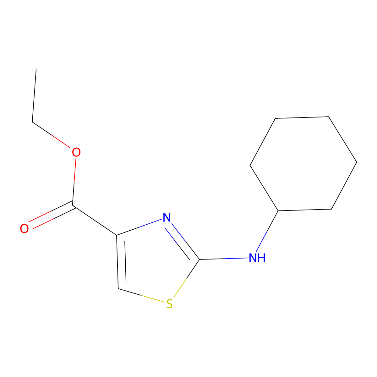 Ethyl 2-(cyclohexylamino)-1,3-thiazole-4-carboxylate molecular structure, CAS 126533-89-9