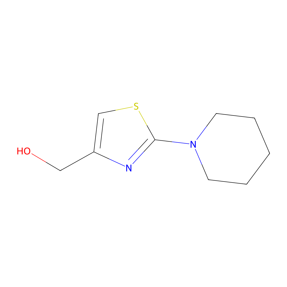 2-Piperidinothiazol-4-ylmethanol molecular structure, CAS 126533-99-1