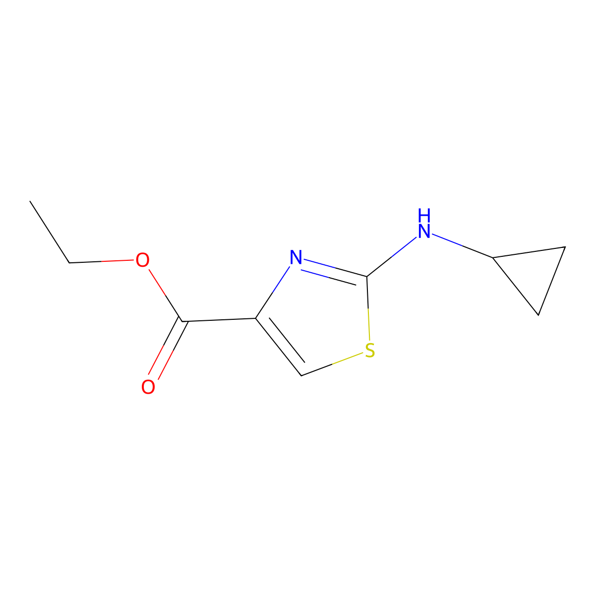 Ethyl 2-(cyclopropylamino)-1,3-thiazole-4-carboxylate molecular structure, CAS 126534-17-6