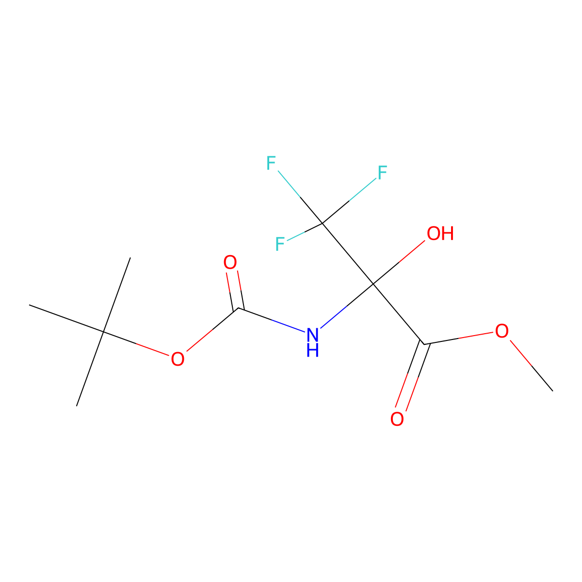 Methyl 2-(((tert-butoxy)carbonyl)amino)-3,3,3-trifluoro-2-hydroxypropanoate molecular structure, CAS 126535-83-9