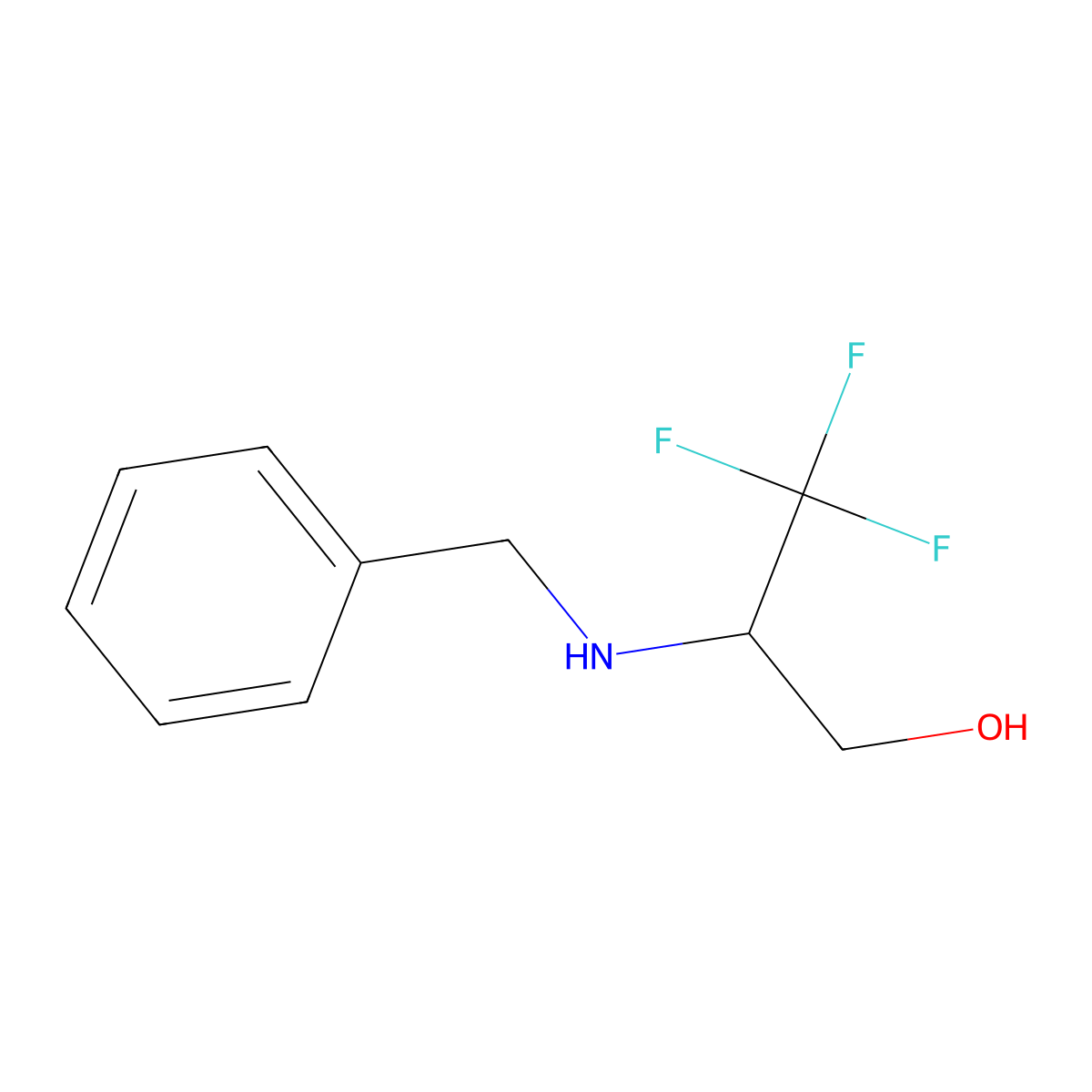 3,3,3-Trifluoro-2-((phenylmethyl)amino)-1-propanol molecular structure, CAS 126536-03-6