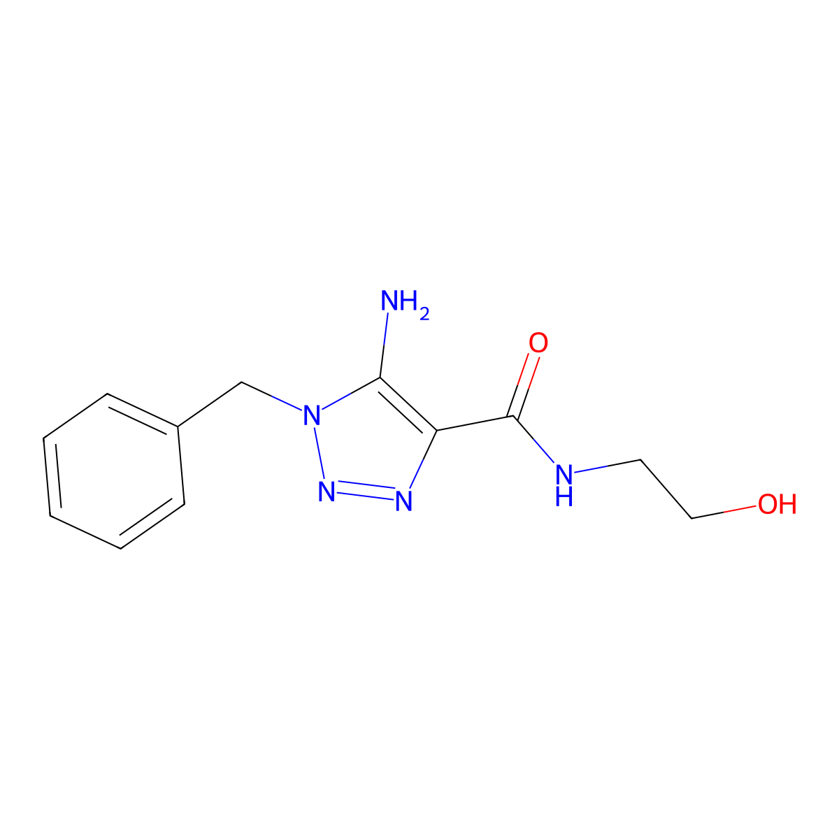 5-Amino-1-benzyl-N-(2-hydroxyethyl)-1H-1,2,3-triazole-4-carboxamide molecular structure, CAS 126537-84-6