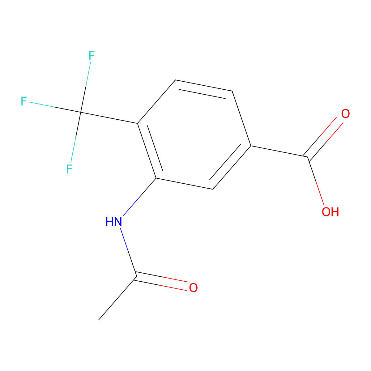 2-Acetamido-alpha,alpha,alpha-trifluoro-p-toluic acid molecular structure, CAS 126541-80-8