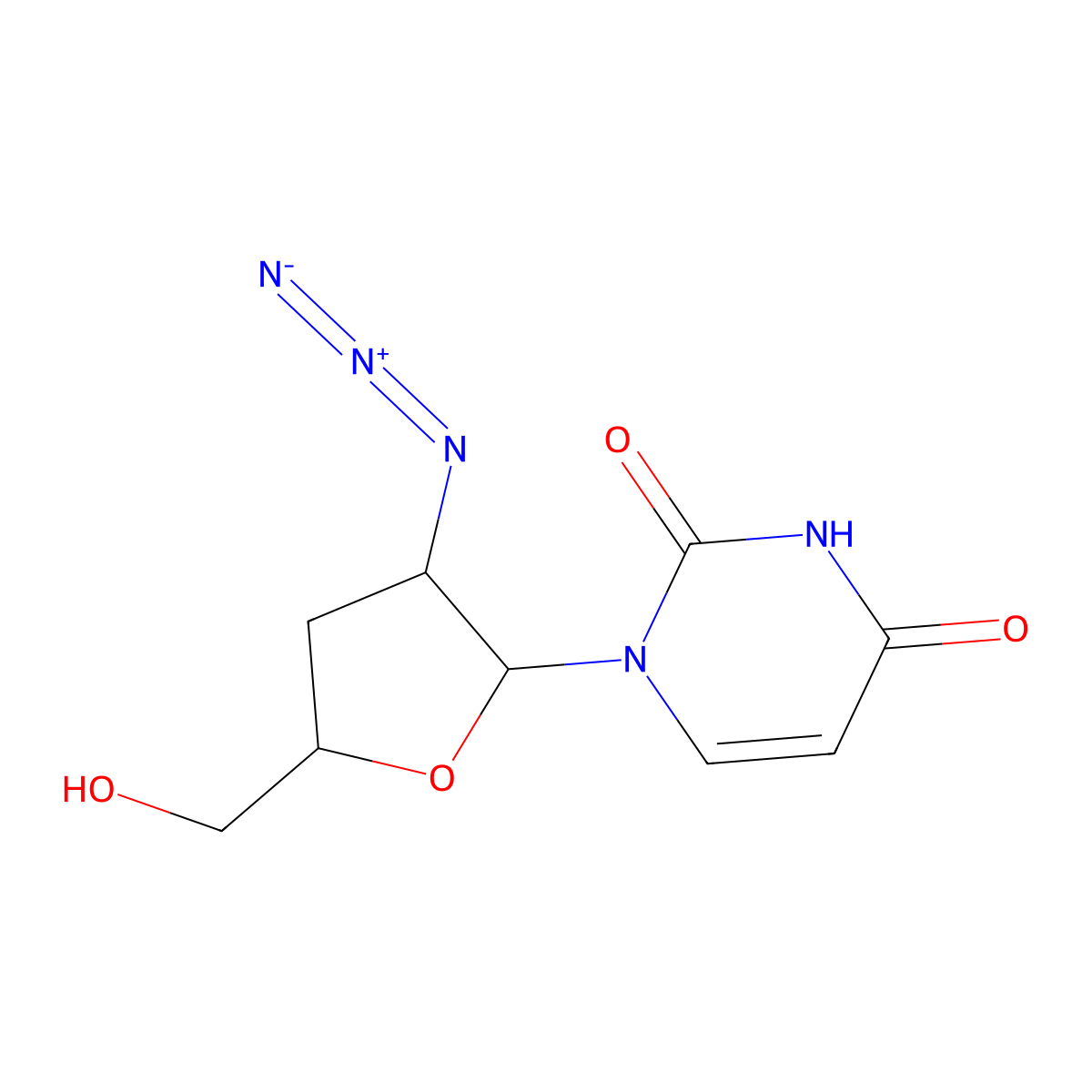 Uridine, 2'-azido-2',3'-dideoxy- molecular structure, CAS 126543-45-1