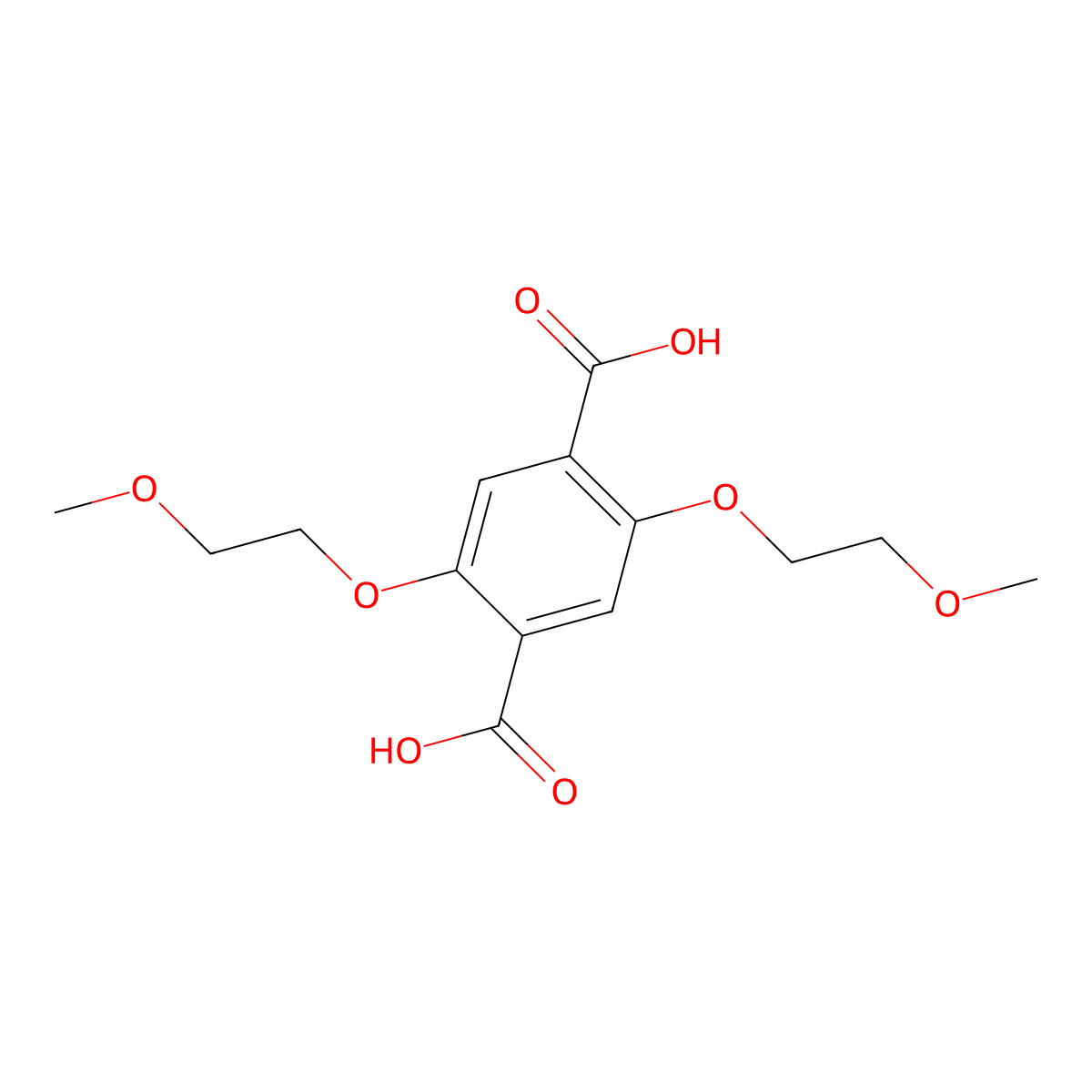 2,5-Bis(2-methoxyethoxy)terephthalic acid molecular structure, CAS 1265529-85-8