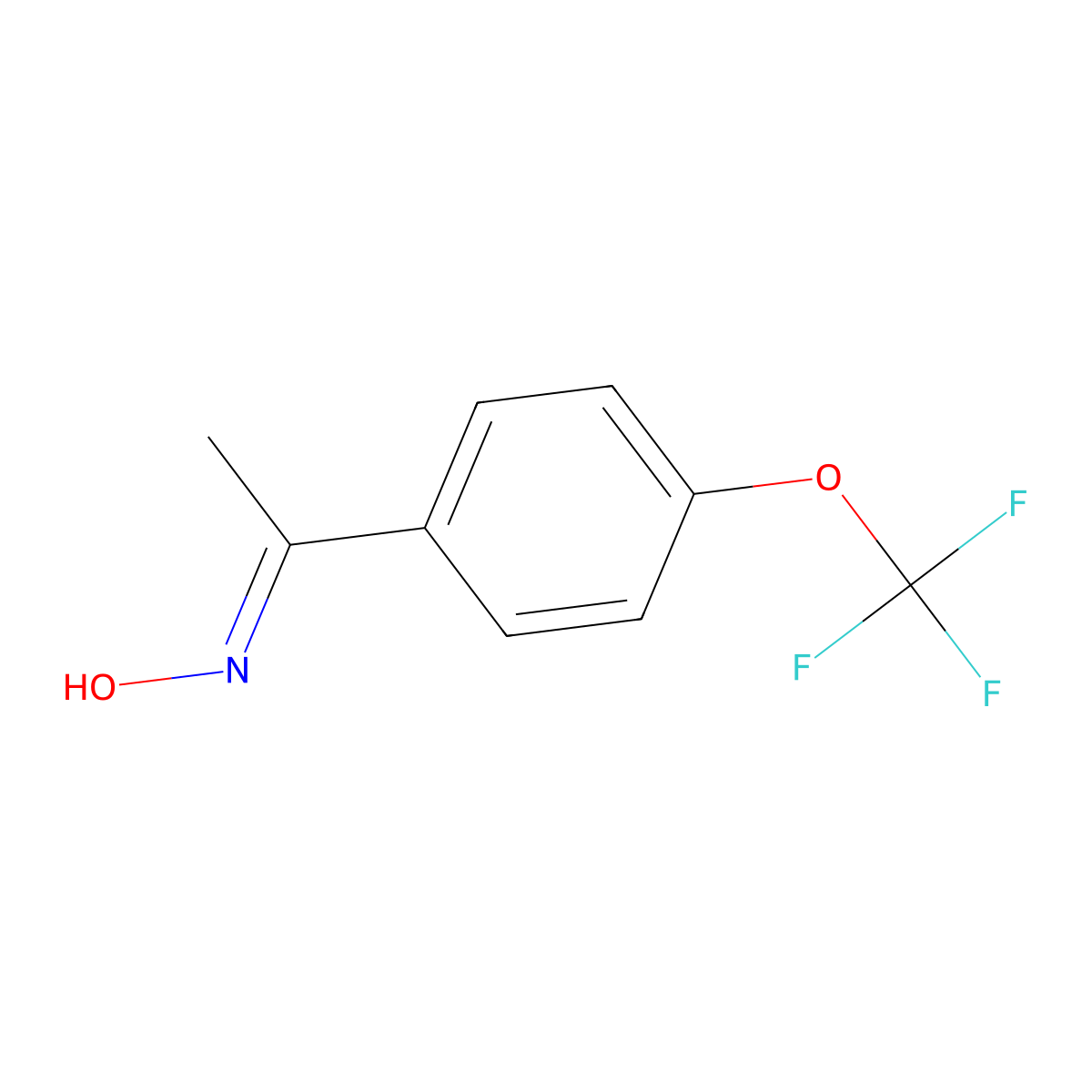 (E)-1-(4-(trifluoromethoxy)phenyl)ethanone oxime molecular structure, CAS 1265612-59-6