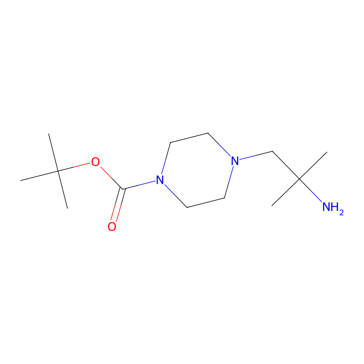 Tert-butyl 4-(2-amino-2-methylpropyl)piperazine-1-carboxylate molecular structure, CAS 1265634-22-7