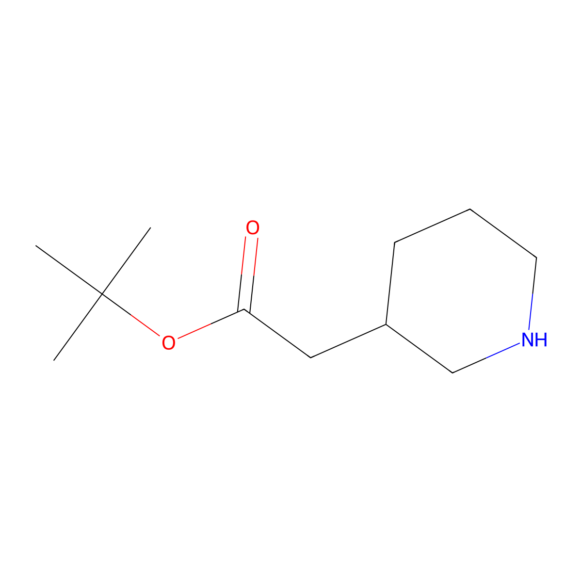 tert-butyl 2-[(3S)-piperidin-3-yl]acetate molecular structure, CAS 1265681-32-0