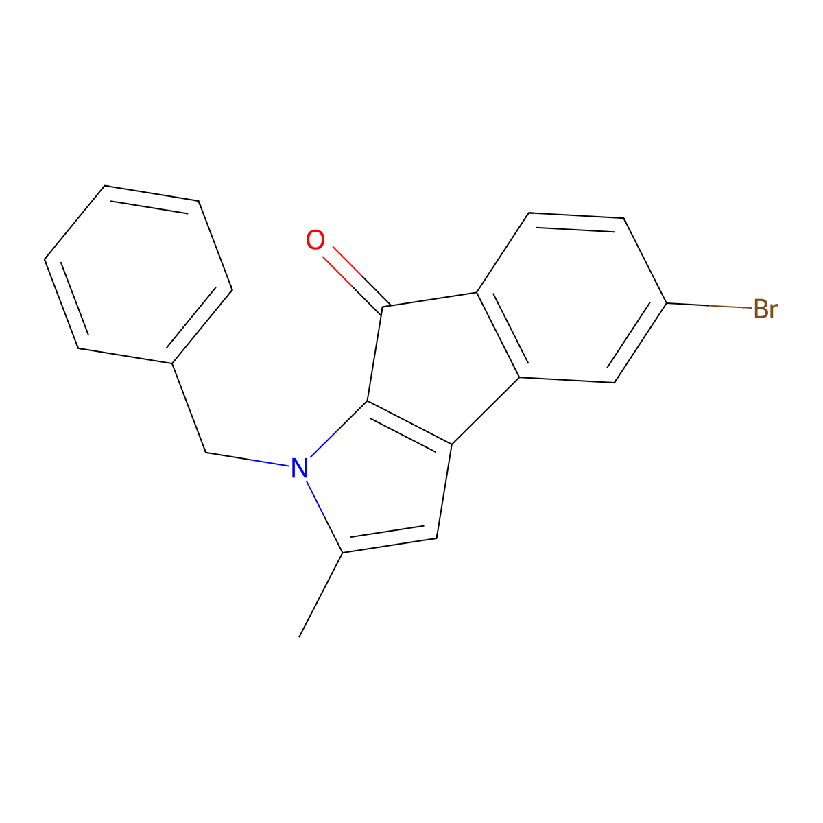 1-benzyl-5-bromo-2-methylindeno[2,1-b]pyrrol-8(1H)-one molecular structure, CAS 126581-71-3