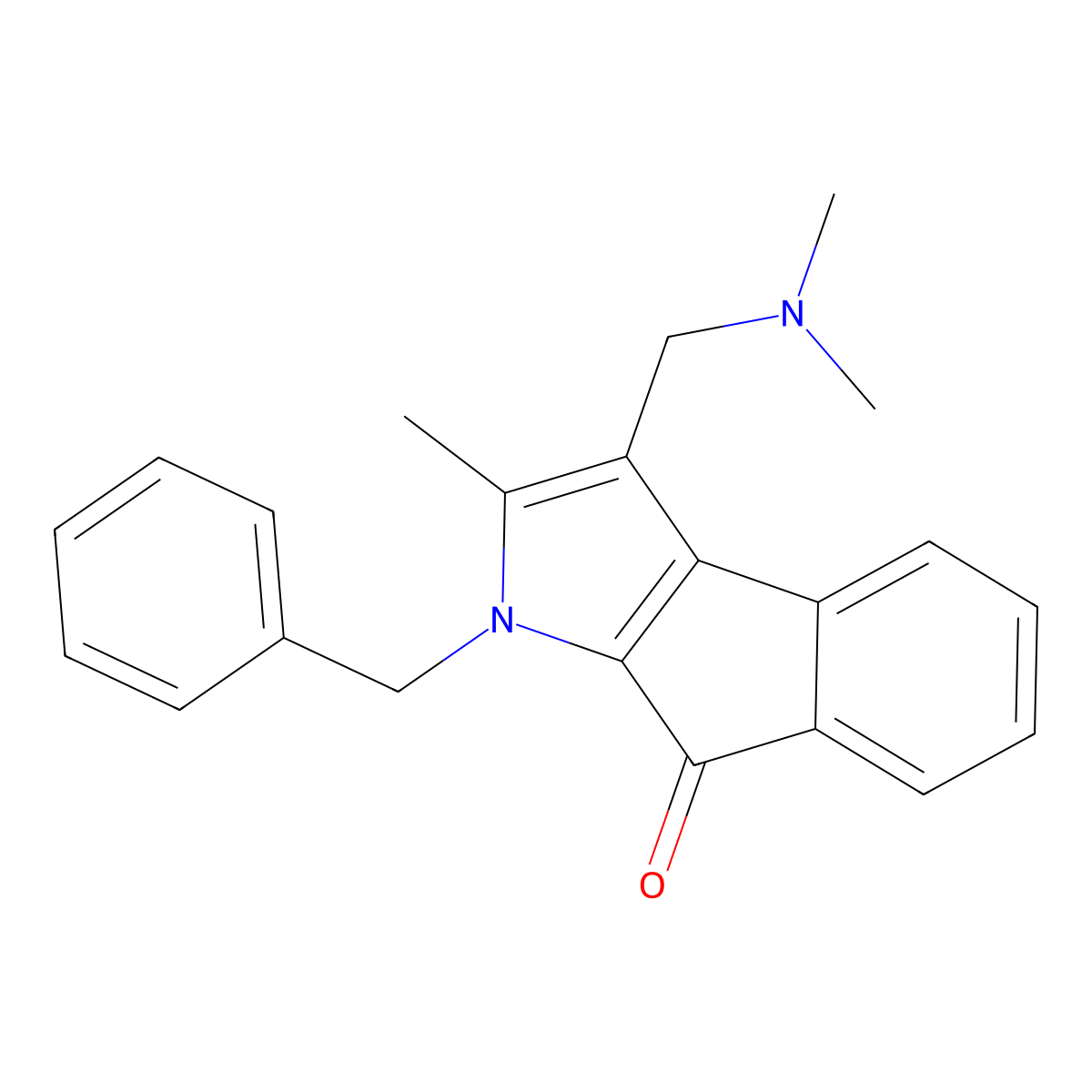Indeno(2,1-b)pyrrol-8(1H)-one, 3-((dimethylamino)methyl)-2-methyl-1-(phenylmethyl)- molecular structure, CAS 126581-73-5