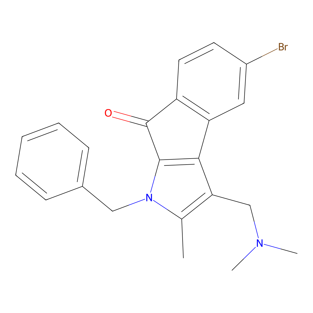 Indeno(2,1-b)pyrrol-8(1H)-one, 5-bromo-3-((dimethylamino)methyl)-2-methyl-1-(phenylmethyl)- molecular structure, CAS 126581-74-6