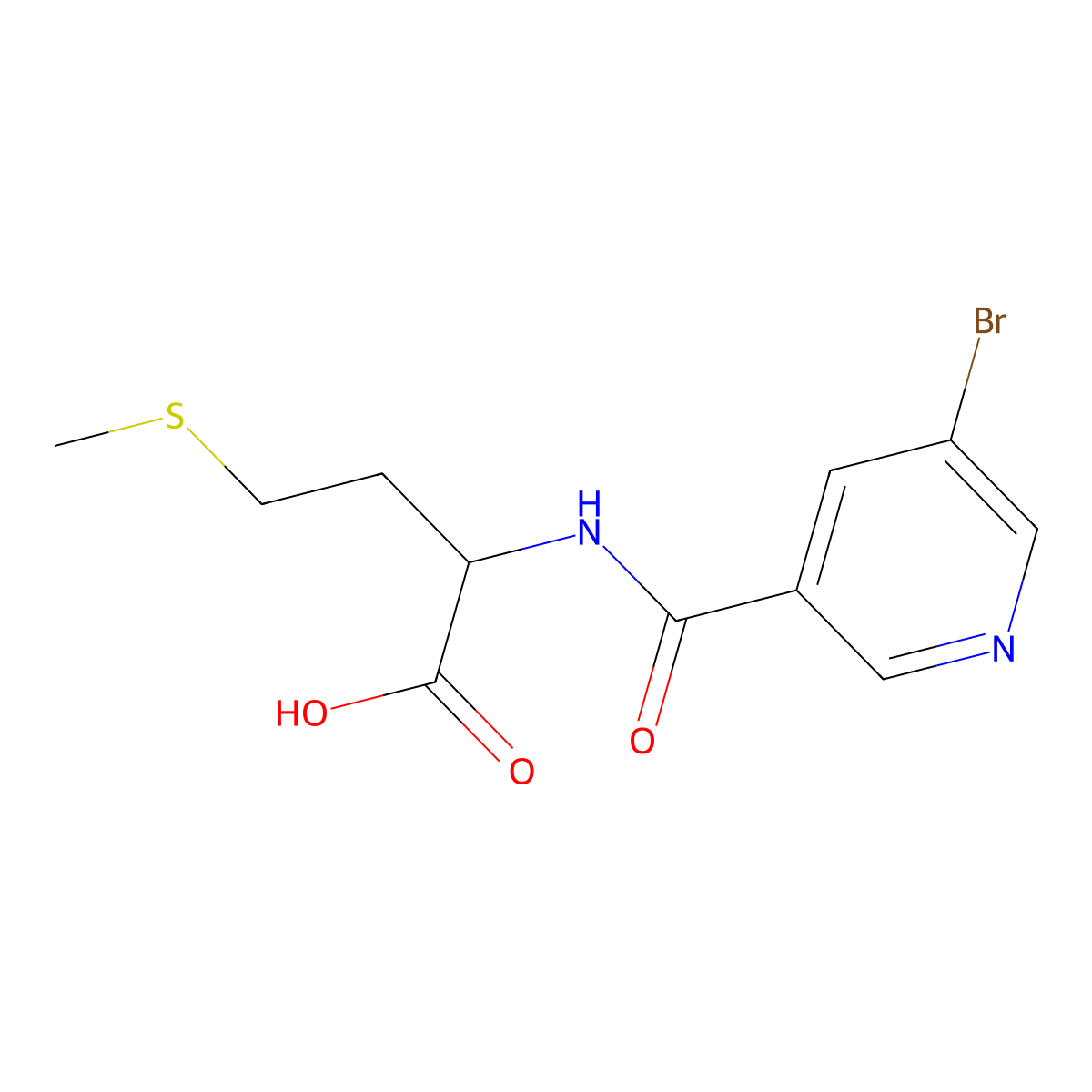 N-[(5-bromo-3-pyridinyl)carbonyl]methionine molecular structure, CAS 126581-81-5