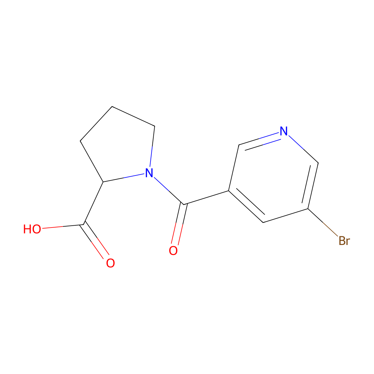 1-(5-Bromo-pyridine-3-carbonyl)-pyrrolidine-2-carboxylic acid molecular structure, CAS 126581-82-6